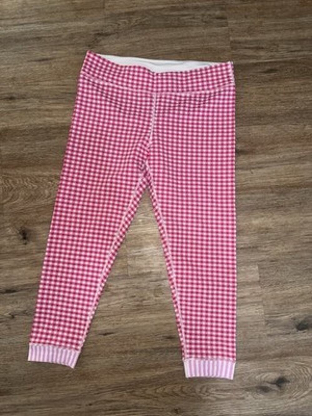 THE UPSIDE Pink White Gingham Leggings Womens XL US 12 Striped Cuff Yoga Pants